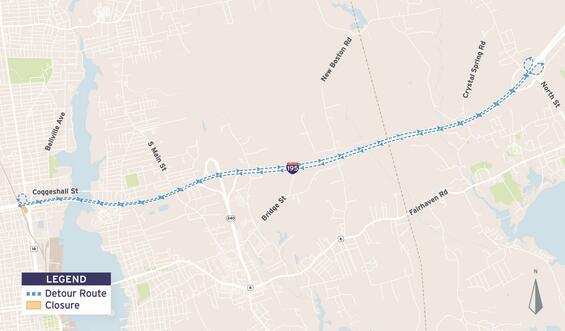 Ramp F detour map