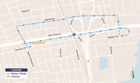 Exit 25 detour map