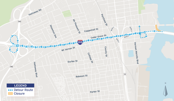 Ramp J detour map