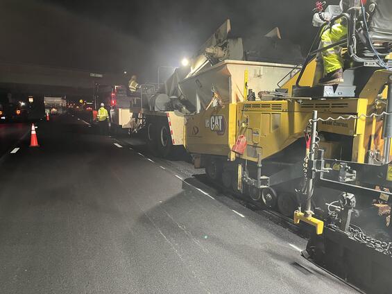 Surfacing of roadway at new I-95 ramp (May 2025). 