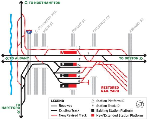 Diagram of the proposed track changes that include new and revised tracks