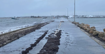 Flooding on a street in Fairhaven