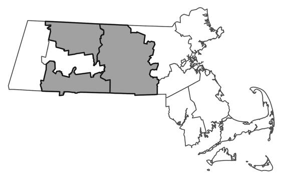 Map showing the distribution of this species in Massachusetts