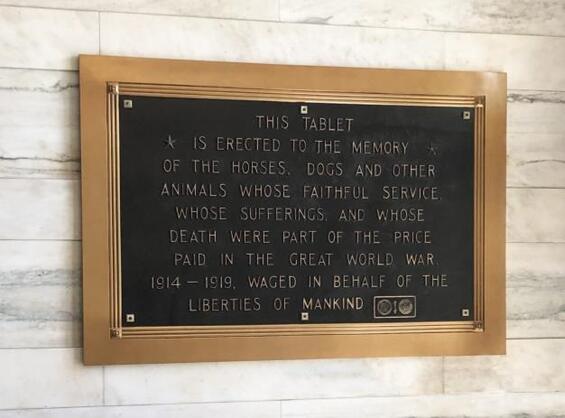 Brass World War I animals plaque