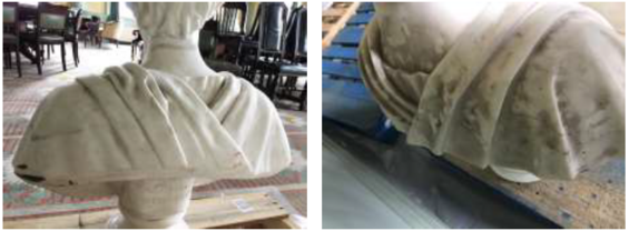 Details of busts of Henry Wilson and Charles Sumner await treatment