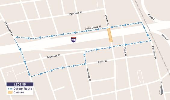 Cedar Grove Street detour map