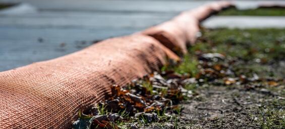 Erosion control barrier close-up.