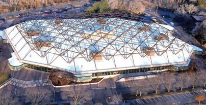 Aerial view of roofing system
