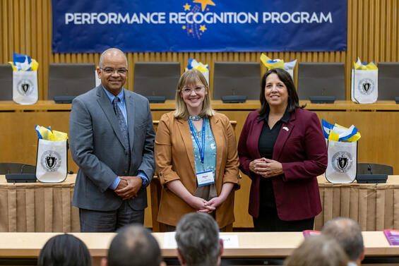 (L-R) Secretary Mahaniah, Carballo Winner Allyson Bull, and Lieutenant Governor Kim Driscoll