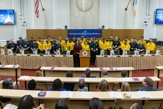 DCR Wildfire Crew team members, along with Secretary Tepper, and Lieutenant Governor Kim Driscoll