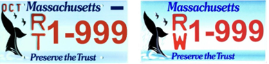 Sample MET Right Whale tail license plates 