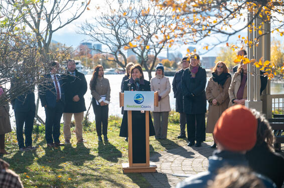 State and local officials announce the 2025 Resilient Coasts Plan.
