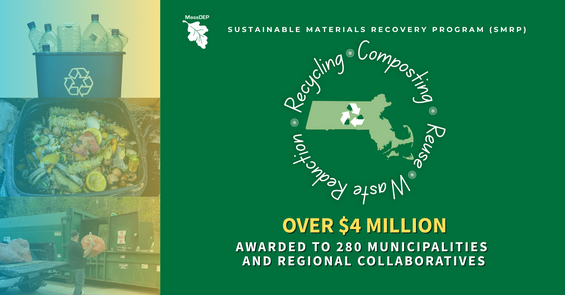 $4M to 280 communities, recycling icon on state of Massachusetts