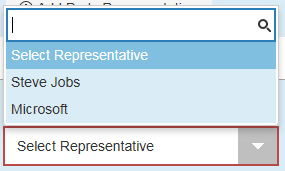 Representative dropdown with options