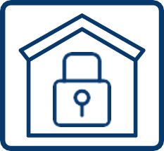 Icon of a house with a lock inside it