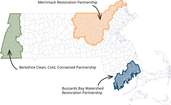 Map of the three DER Partnerships boundaries.