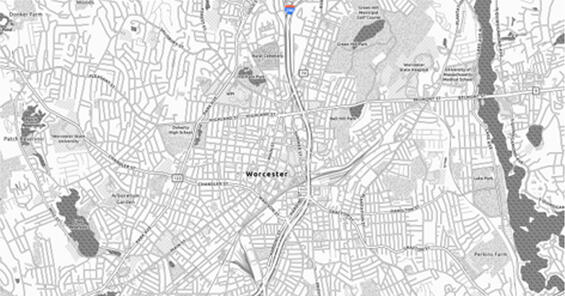 100 percent Grayscale Effect applied on an Enhanced Contrast Basemap.