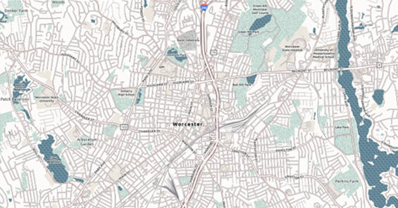 75 percent Grayscale Effect applied to an Enhanced Contrast Basemap.