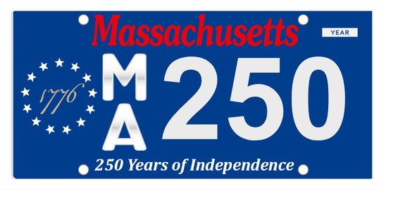 Massachusetts 250th license plate 