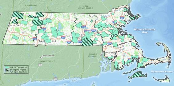 Map of participating MVP 2.0 communities across the state