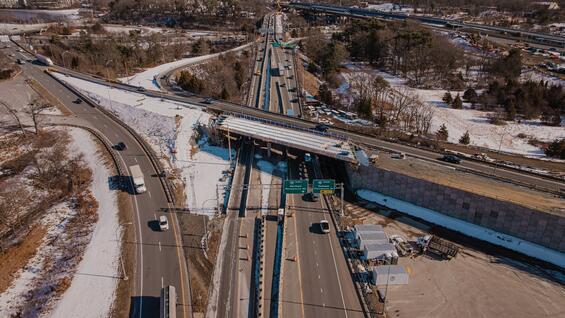 Aerial view of Ramp G bridge deck