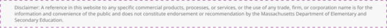 Footer text of a disclaimer from the Department of Elementary and Secondary Education.