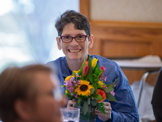 Women veteran smiling