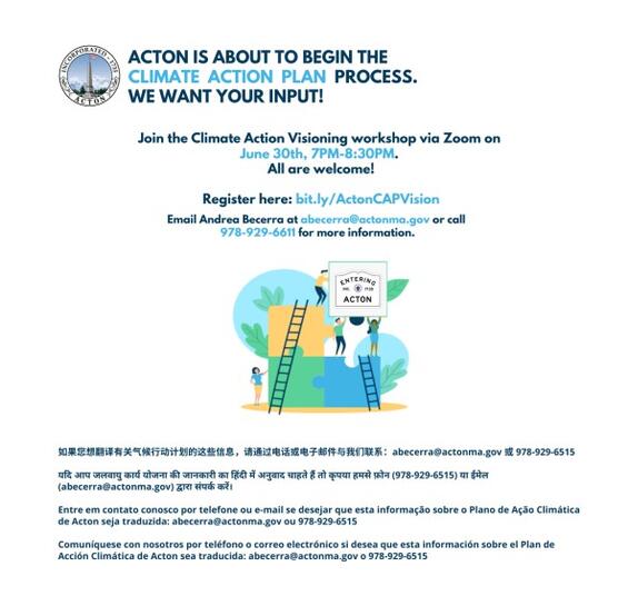 Acton Climate Action Visioning Workshop Invitation for past event