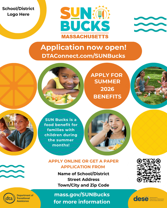 Customizable SUN Bucks social media graphic for schools