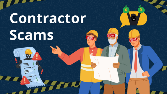 Decorative image with the text "Contractor Scams".