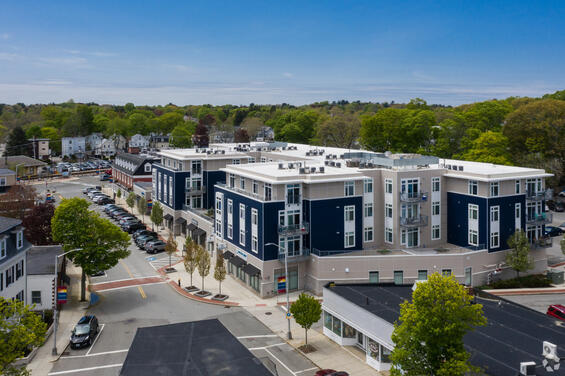 Example of a 40R development in downtown Reading at 30 Haven St with multi-modal transit elements, residential, and commercial spaces.