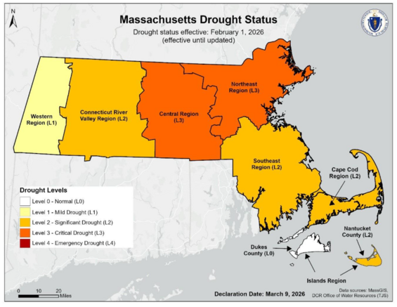 Map of Drought Status in Massachusetts