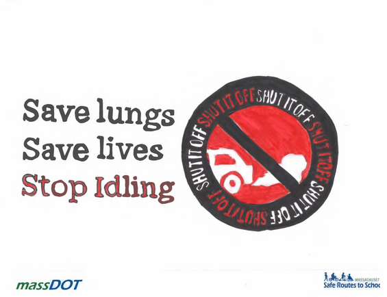 Winning yard sign - Save lungs Save lives Stop Idling!