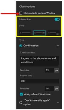 Annotated screenshot indicating a lot of ways that alternative options can be enabled to let users close out of a splash screen.