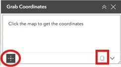 Screenshot of location of "click to get coordinates" and "copy coordinates" options.