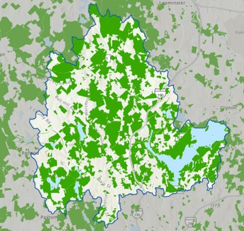 Semi-transparent layer on a map to highlight the area of focus. More details in caption.