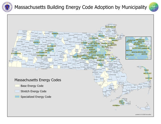Map of Municipal Building Energy Codes as of April 14th, 2026