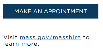 Interactive text examples. Blue button with white text and a dark blue link on a white background.