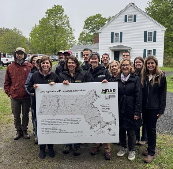 EEA Secretary Tepper (front left) and MDAR Commissioner Randle (front right) with EEA and MDAR Staff at Bartlett Farm