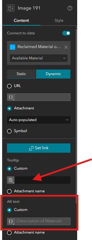 Screenshot of settings for an image within a list. More details in caption.
