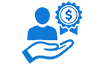 hand dollar sign and person icon