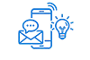 envelope, phone, light bulb icon