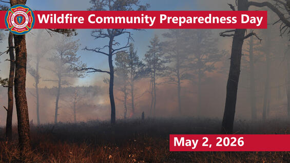 A smoking landscape with the words Wildfire Community Preparation Day