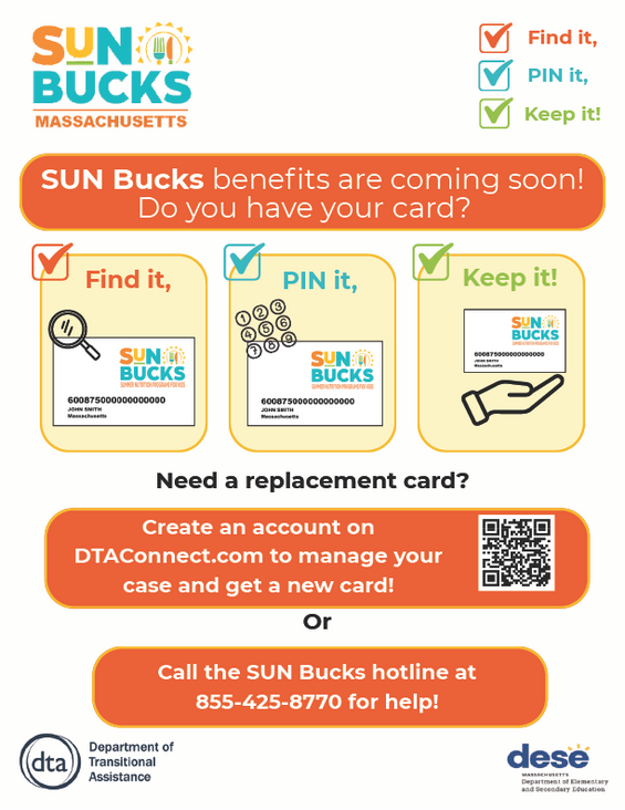 SUN Bucks Find it, PIN it, Keep it themed flyer