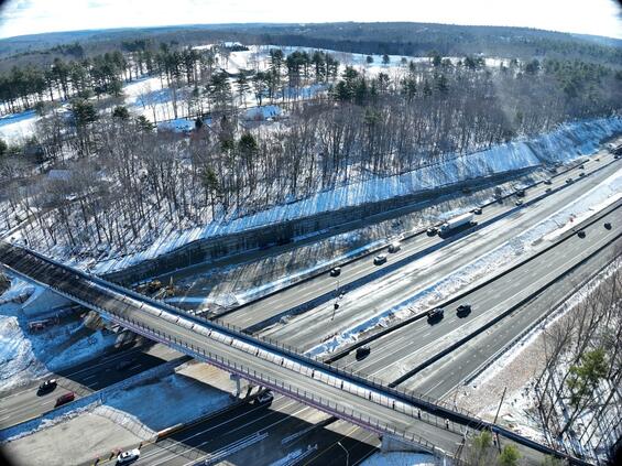 Fruit Street Bridge and the ramp connecting I-495 northbound and I-90 westbound (looking south). 