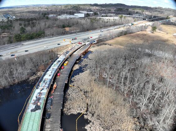 Ramp connecting I-90 westbound to I-495 northbound (looking north).
