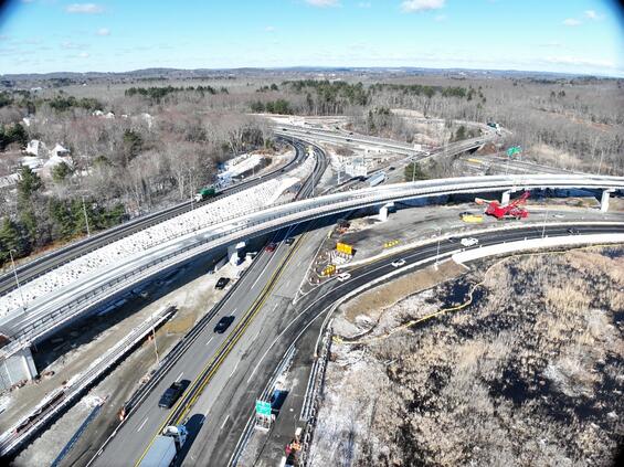 Ramp connecting I-90 westbound to I-495 southbound (looking west).