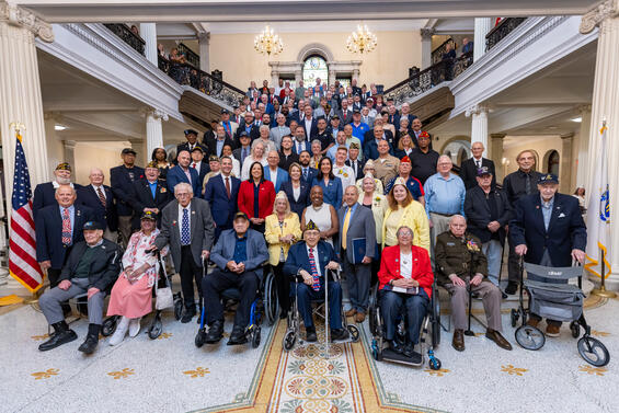 Honored veterans gathered together in the State house