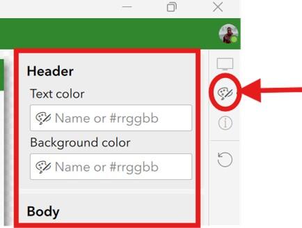 Screenshot of Survey123 Connect designer for editing a custom theme. More details in caption.