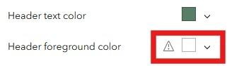 Screenshot of warning symbol for low color contrast. More details in caption.